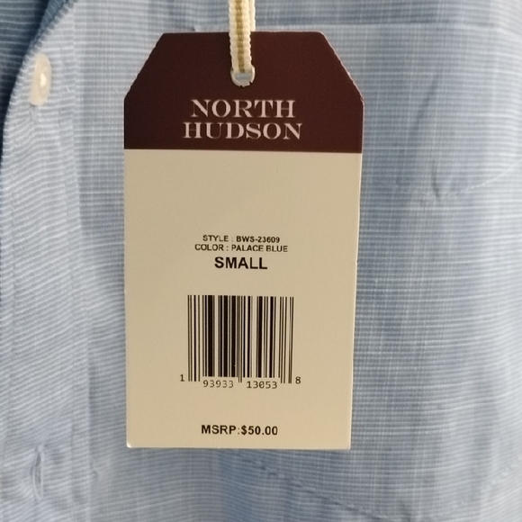 NWT North Hudson Palace Blue Button Down Short Sleeve Shirt Size Small - Picture 2 of 7
